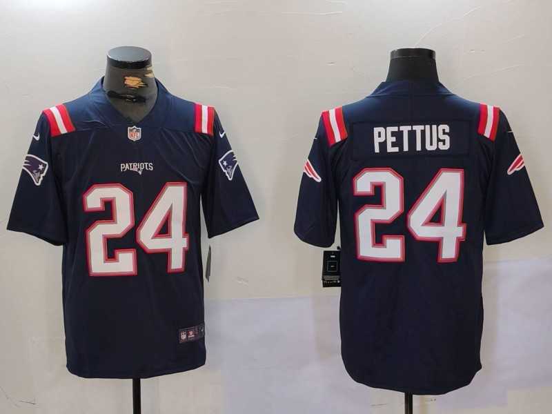 Mens New England Patriots #24 Dell Pettus Navy Vapor Limited Stitched Jersey